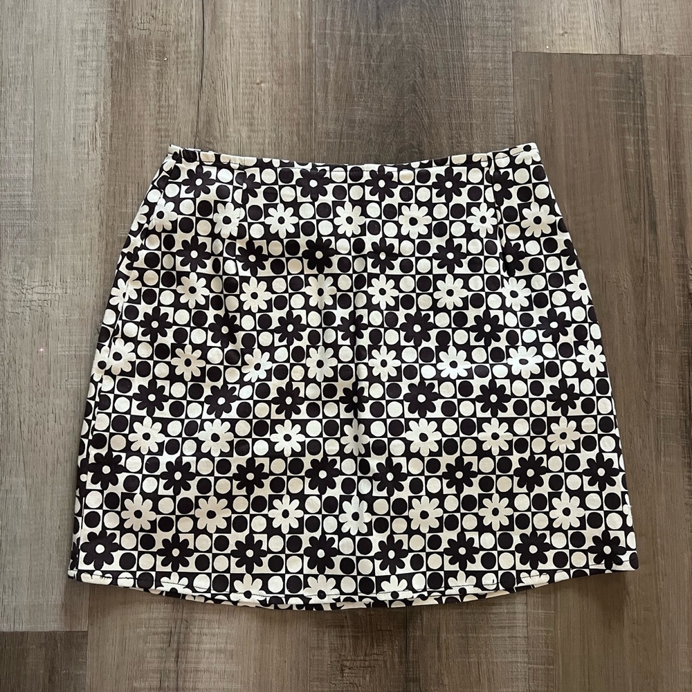 Motel Rocks Brown and White Floral Mini Skirt